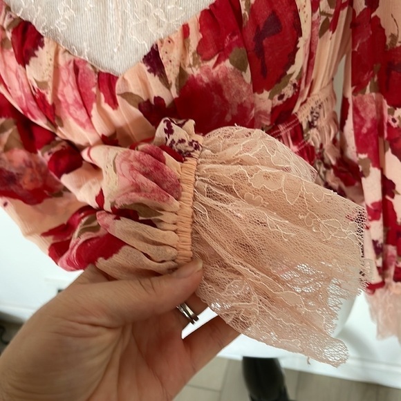 NWT Free People Daphne Floral lace long sleeve print blouse - Picture 7 of 11